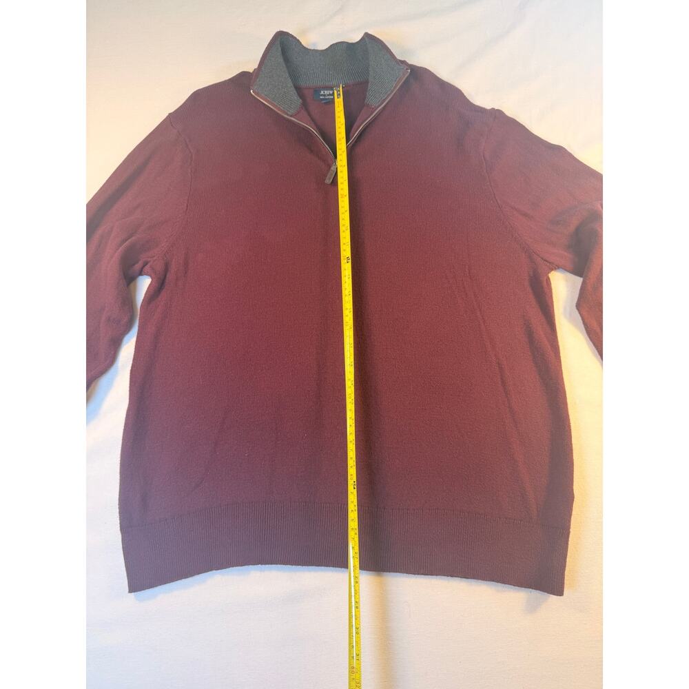 J.Crew BF091 Cotton Quarter-Zip Sweater Burgundy Gray Collar Mens XXL - Picture 3 of 8